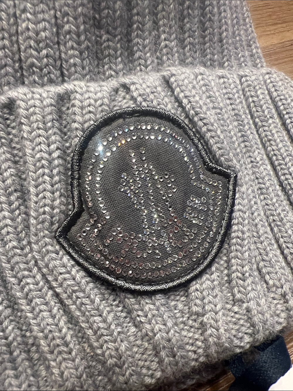 Moncler Ribbed Knit Beanie - Gray - Picture 2 of 6